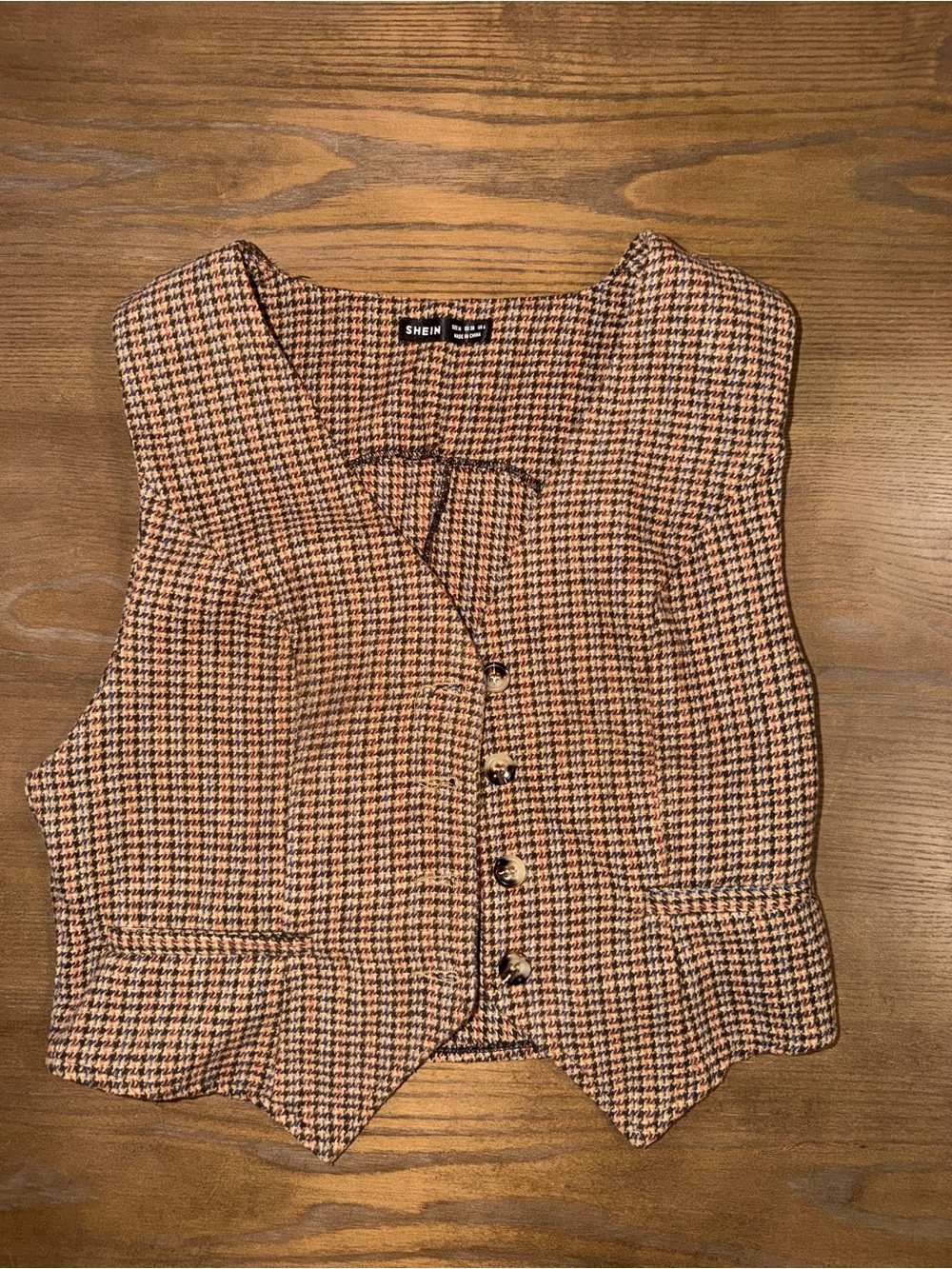SHEIN Brown and Black Houndstooth Vest